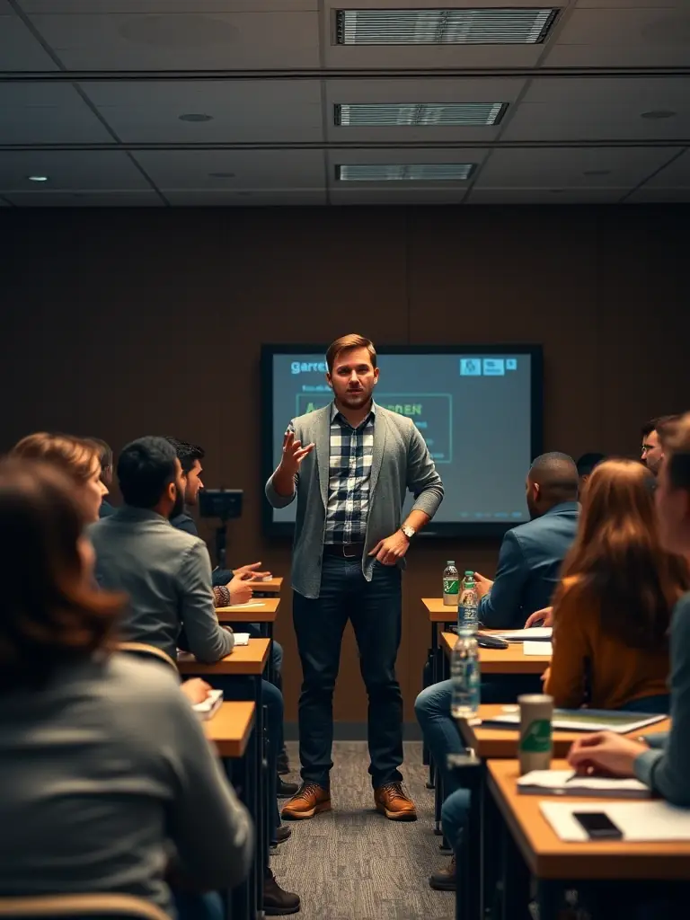 A photo of Garrett hosting a First-Time Home Buyer Seminar, showcasing his dedication to educating and empowering his clients.
